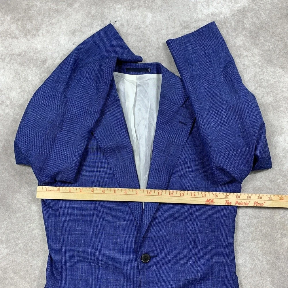 Suitsupply Lazio Blazer Mens 34R Blue Glen Plaid Linen Vitale Barberis Canonico